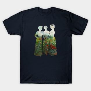 Victorian watercolor garden silhouette T-Shirt